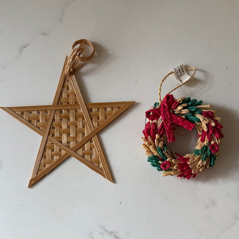 Vintage Hand Crafted Christmas Ornaments set of 2
